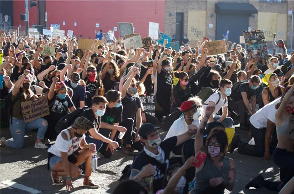 Hundreds rally and march in San Francisco as Trump’s second-term anniversary fuels nationwide walkout protests